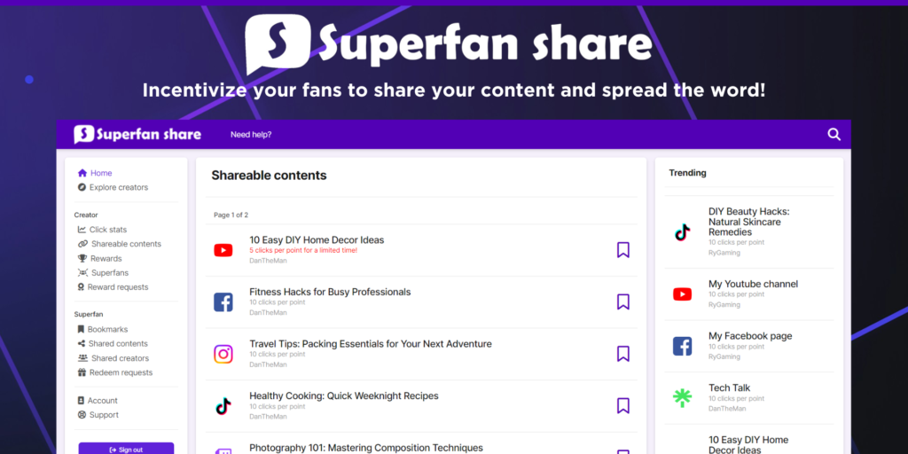 Monetize Social Media Content with Superfan Share